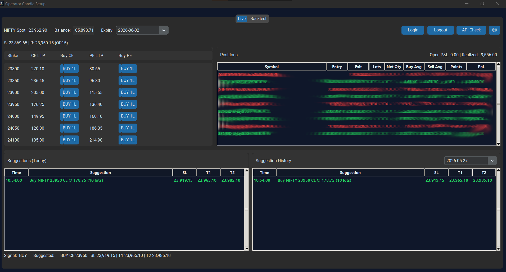 Nifty options scanner and trader